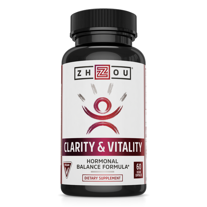 Zhou Clarity and Vitality (formerly DHEA) 50 mg, Hormonal Balance Formula for Women & Men, Healthy Aging, Non-GMO, Vegan, Gluten Free, 60 Capsules