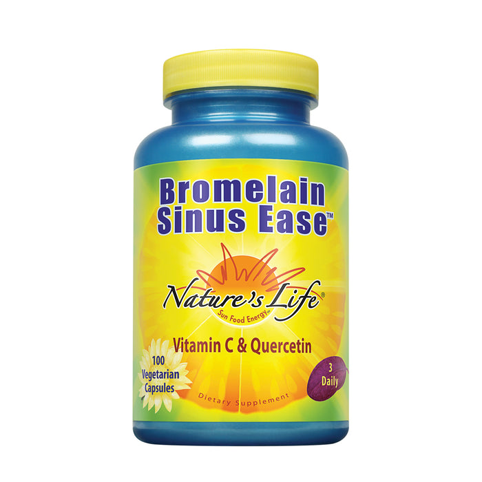 Nature's Life Bromelain Sinus Ease 1200mg With Vitamin C & Quercetin Sinus Health, Immune Function & Seasonal Support 100 Vegetarian Capsules