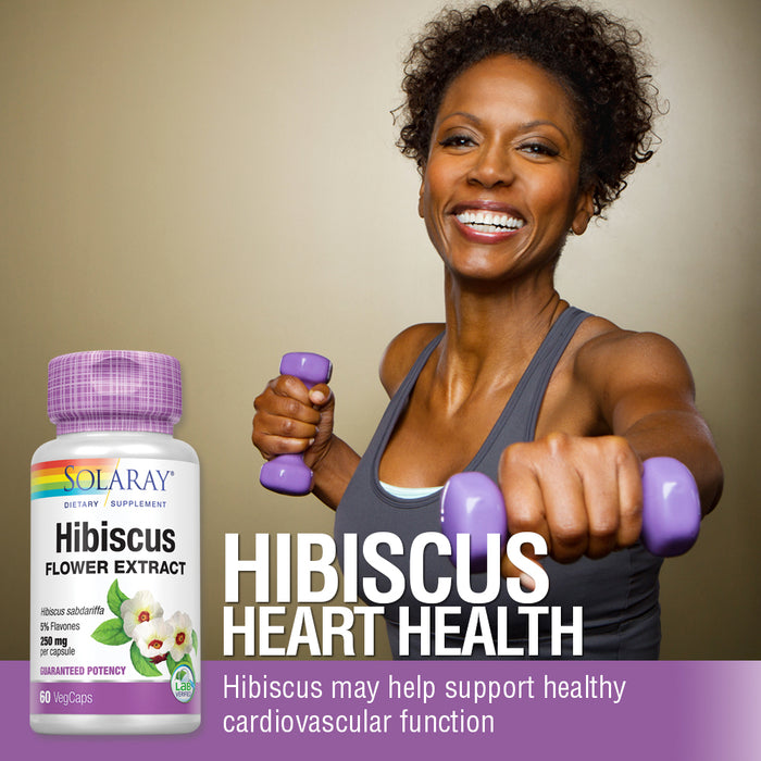 Solaray Hibiscus Flower Extract Capsules | Healthy Cardiovascular Function Support | Non-GMO, Vegan | 60 VegCaps