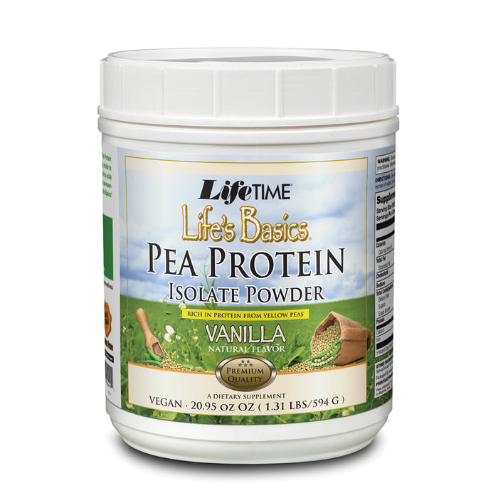 Lifetime Lifes Basics Pea Protein Powder, Natural Vanilla Flavor | Vegan | Non-GMO, No Gluten, Artificial Sweeteners or Preservatives | 1.2lb