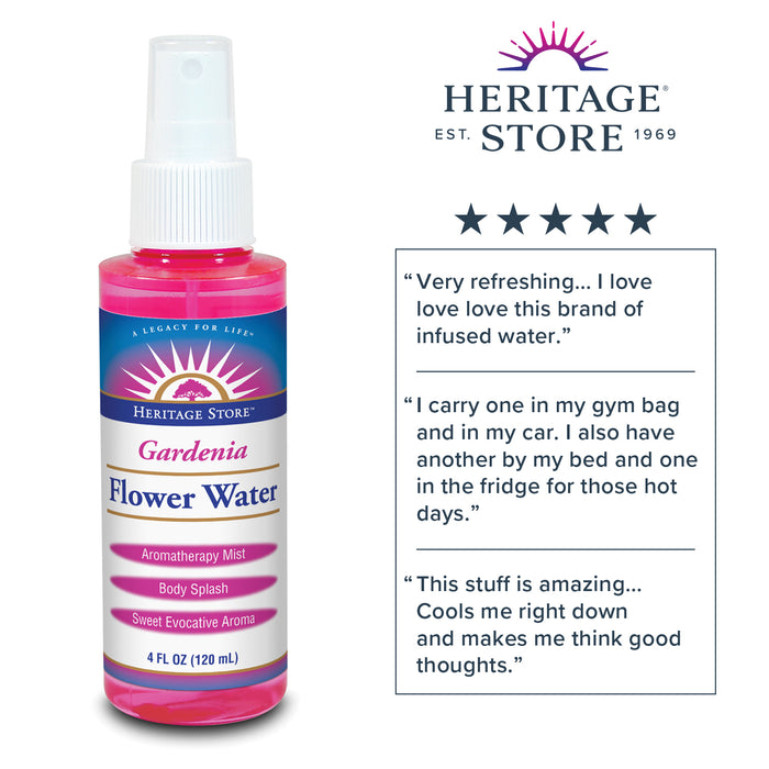 Heritage Store Gardenia Flower Water | Refreshing Facial Mist | Refreshing & Hydrating Spray | Vegan, No Alcohol+ | 4oz