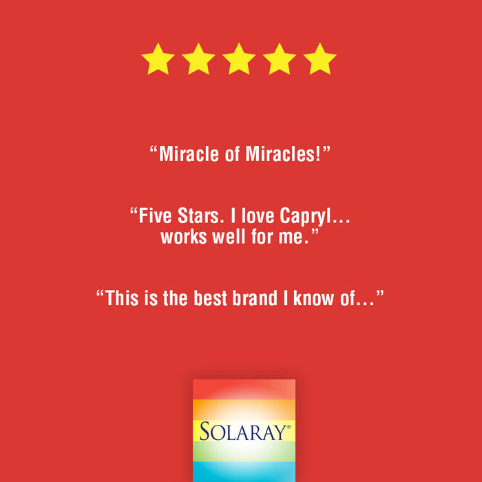 Solaray Capryl | Sustained Release Caprylic Acid | Healthy Gastrointestinal Tract Support | 16 Servings | 100 VegCaps