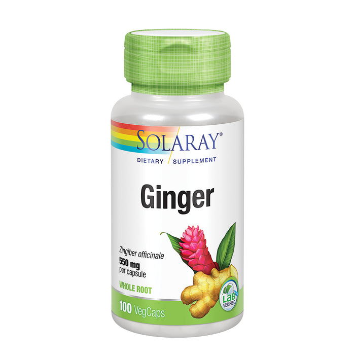 Solaray Ginger Root 1100mg | Healthy Digestion, Joints and Motion & Stomach Discomfort Support | Whole Root | Non-GMO & Vegan | 100 VegCaps