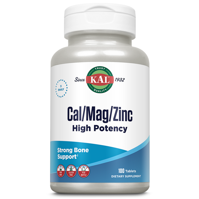 KAL Cal/Mag/Zinc | 1000 mg of Calcium, 400 mg of Magnesium & 15 mg of Zinc | Healthy Bones, Muscle, Heart & Immune Function Support (100 CT)