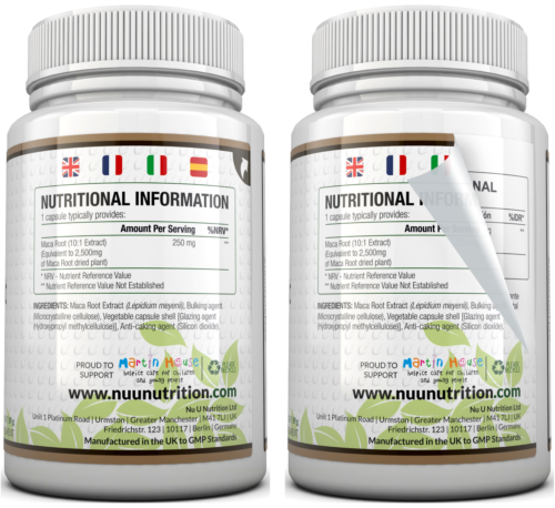 Maca Root Capsules 2500mg 180 Capsules 6 Month's Supply by Nu U Nutrition