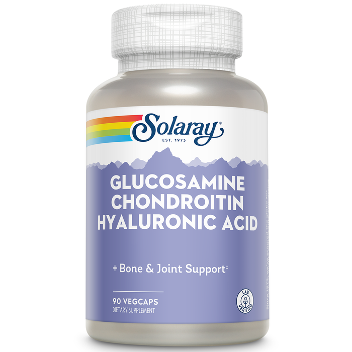 Solaray Glucosamine Chondroitin and Hyaluronic Acid, 1500mg/1000mg/20mg 90 Capsules