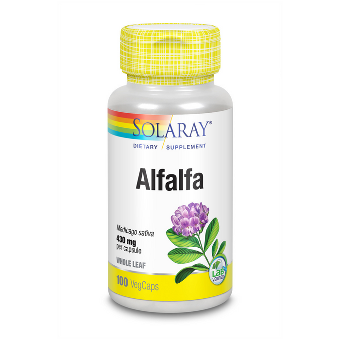Solaray Alfalfa Leaf 430mg | Vitamin-Rich Superfood w/ Fiber & Chlorophyll | Supports Healthy Blood, Kidneys & Digestion | 100ct