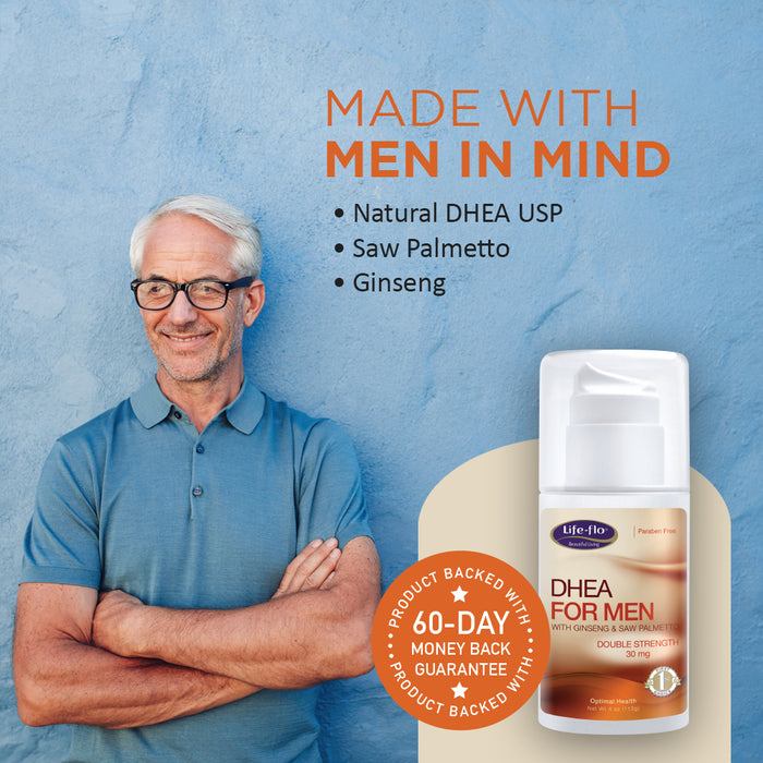 Life-flo DHEA Cream for Men | 30 mg Per Pump of Natural DHEA USP | 4 oz