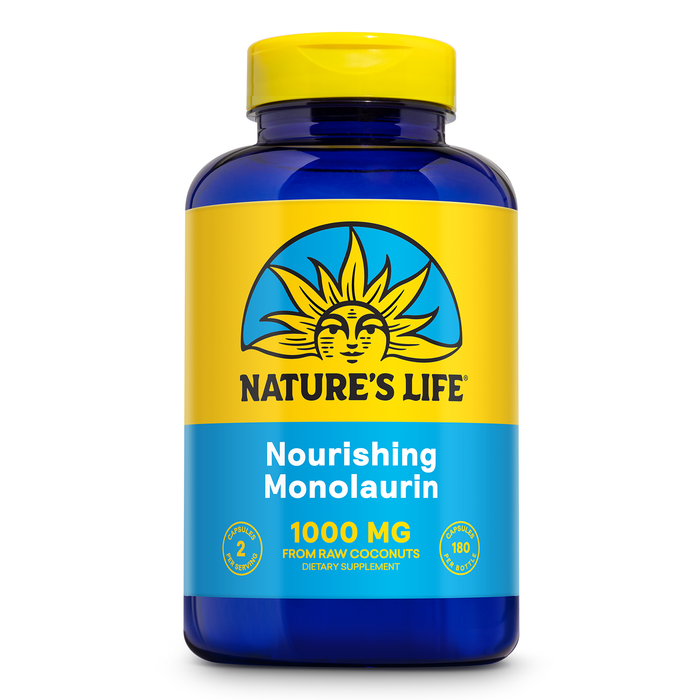 Nature’s Life Monolaurin 1000 mg, Nourishing Monolaurin from Natural Raw Coconut, Immune Support Supplement, Gut Health, Balanced Gut Flora, 60-Day Guarantee, 90 Servings, 180 Vegetarian Capsules