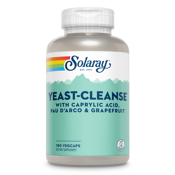 Solaray Yeast Cleanse, Detox Cleanse for Healthy Yeast Balance Support, with Caprylic Acid, Pau d'Arco, Licorice Root Extract and Grapefruit Seed Extract, 60-Day Guarantee, 30 Servings, 180 VegCaps