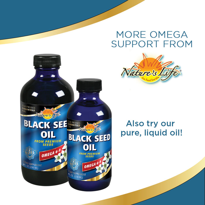 Nature's Life Black Seed Oil 1000 mg | Immune, Digestive & Heart Function Support, Hair & Skin Health | 90ct, 45 Serv.