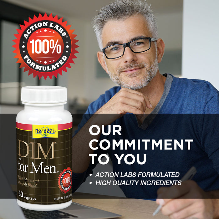Natural Balance DIM for Men | Hormone Balance Supplement for Energy, Vitality & Mood Support | With Maca & Broccoli Extract | 60 VegCaps
