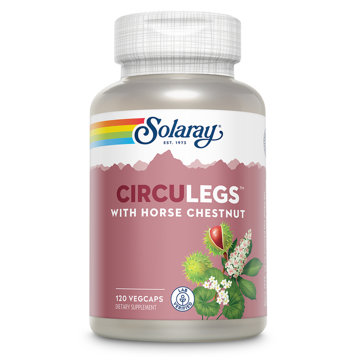 Solaray CircuLegs with Horse Chestnut Extract, Gotu Kola, Butcher's Broom, and More, Circulation and Vein Support for Healthy Legs, 60-Day Guarantee, Lab Verified
