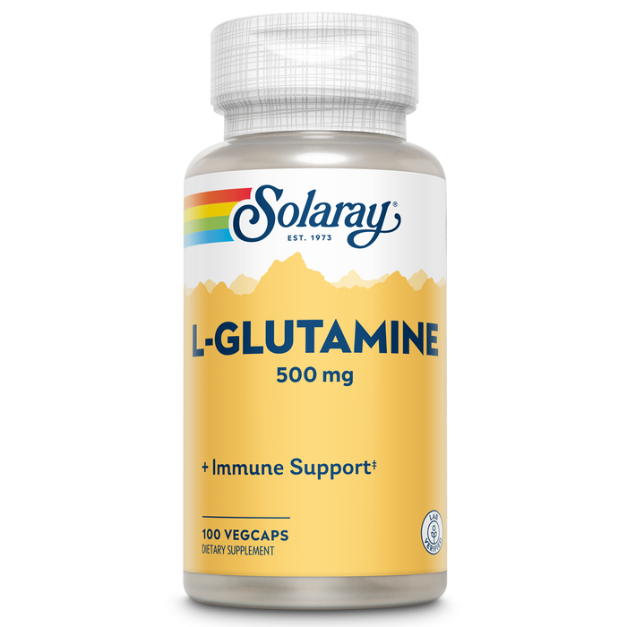 Solaray L-Glutamine 500mg | Healthy Muscle Recovery, Gastrointestinal & Immune System Support | Non-GMO | Vegan | Lab Verified | 100 VegCaps
