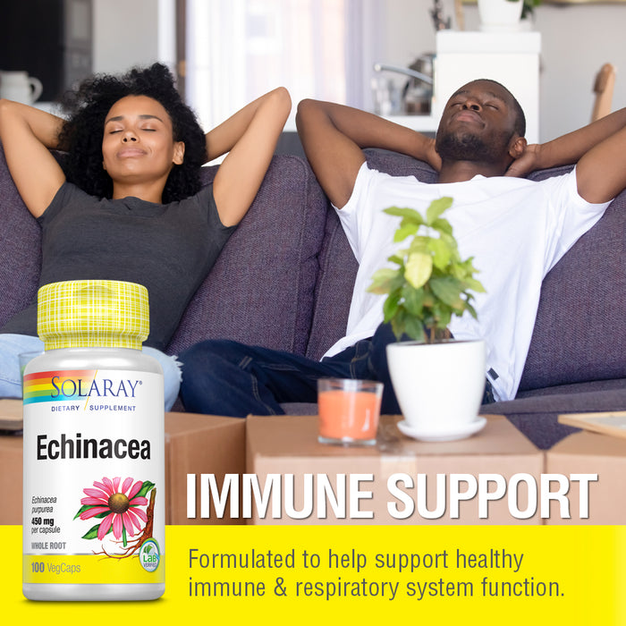 Solaray Echinacea Root | Healthy Immune Function and Respiratory Support | Non-GMO, Vegan | 100ct, 50 Serv.