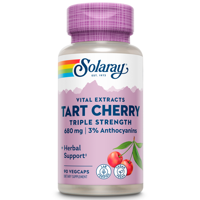 Solaray Triple Strength Tart Cherry Extract -  Tart Cherry Capsules with Antioxidants and Anthocyanins for Uric Acid Levels Support - Vegan, 60-Day Guarantee - 45 Servings, 90 VegCaps