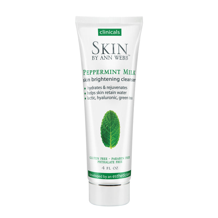 Skin by Ann Webb Peppermint Milk Cleanser | Hydrating Face Wash Made with Lactic & Hyaluronic Acid | No Parabens & Phthalates | Vegan | 4 fl oz
