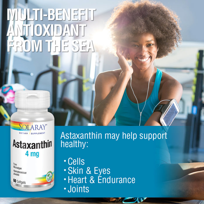 Solaray Astaxanthin 1 mg | Antioxidant | Healthy Eye, Skin, Cardiovascular Function & Joint Support | 60 Softgels