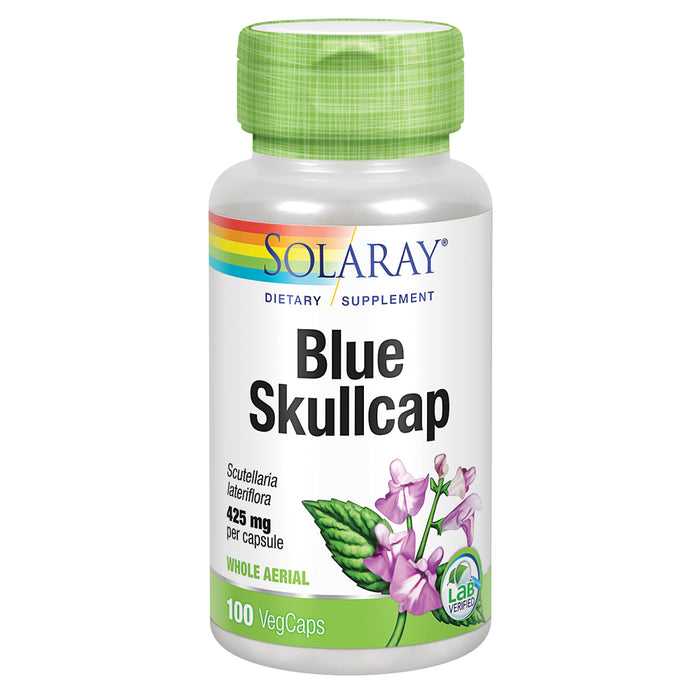 Solaray Blue Skullcap 425mg | Whole Aerial | Healthy Mood and Normal GABA Activity Support | Vegan | 100 VegCaps