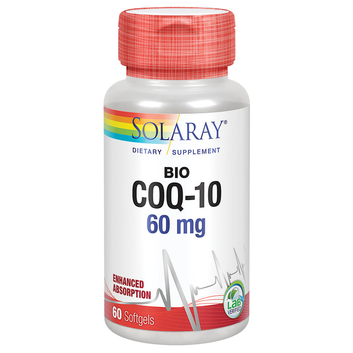 Solaray Bio CoQ-10 60 mg | Enhanced Absorption | Vitamins A & E | Healthy Heart & Cellular Energy Support | 60 Softgels