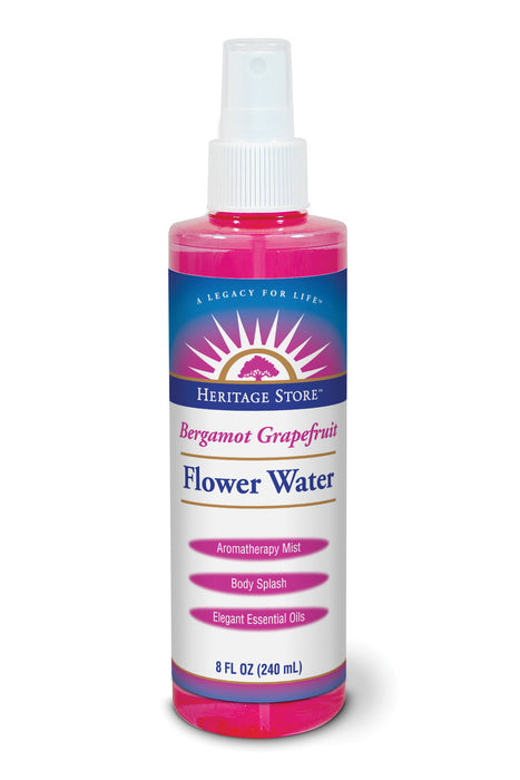 Heritage Store Bergamot Grapefruit Flower Water, Spray (Btl-Plastic) 8oz