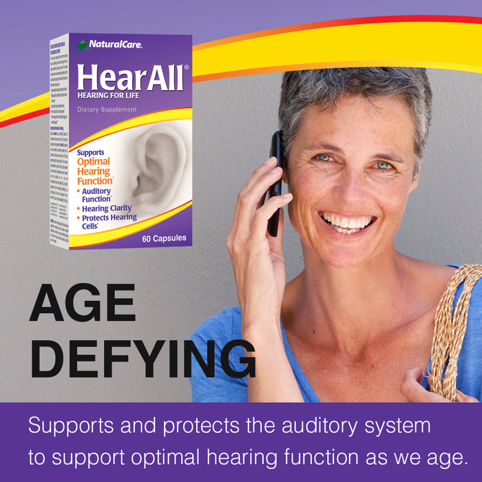 NaturalCare HearAll | Healthy Hearing Formula | Natural Loss of Hearing Support | With Vitamins B1, B2, B6 & B12 Plus Magnesium & Zinc | 60 Capsules