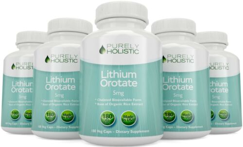 Lithium Orotate 5mg 180 Vegetarian Capsules Healthy Mood, Behavior, Memory
