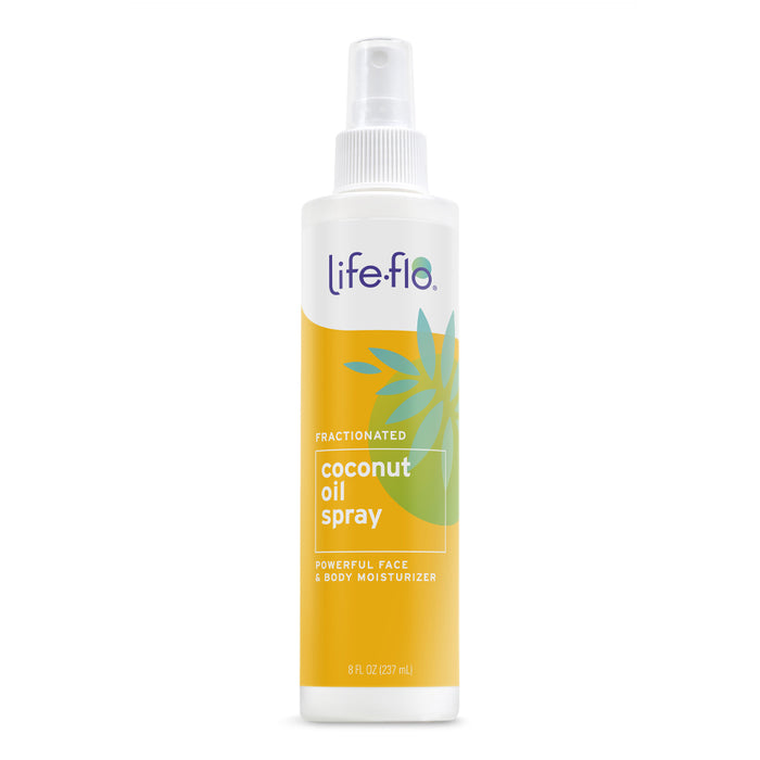 Life-flo Fractionated Coconut Oil Spray, Refined Liquid Coconut Oil for Skin Care, Hair Care, Lightweight Moisturizer, All Skin Types, Hypoallergenic, 60-Day Guarantee, Not Tested on Animals, 8oz
