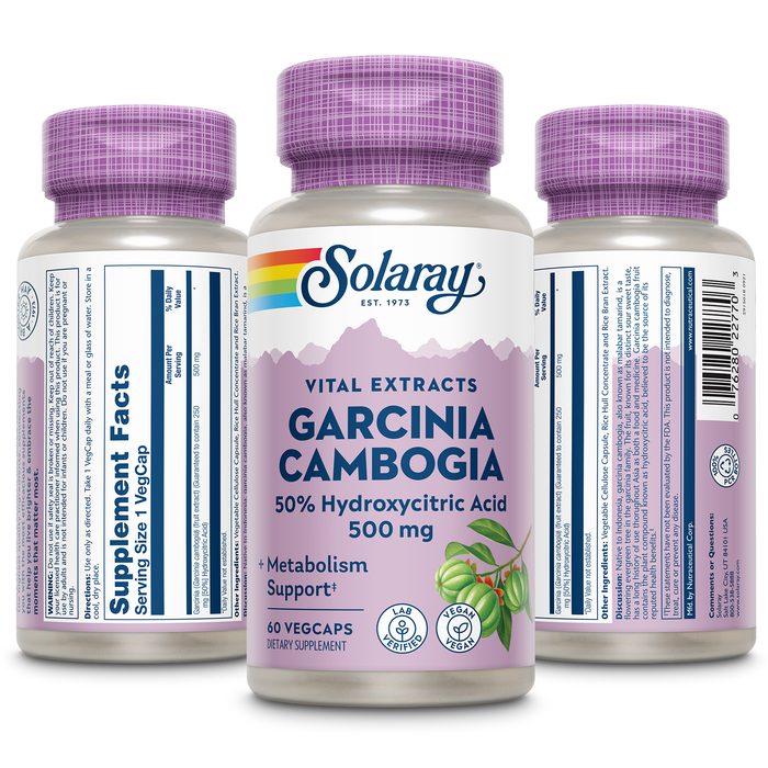 Solaray Guaranteed Potency Garcinia Cambogia Fruit Extract, Veg Cap (Btl-Plastic) 500mg | 60ct