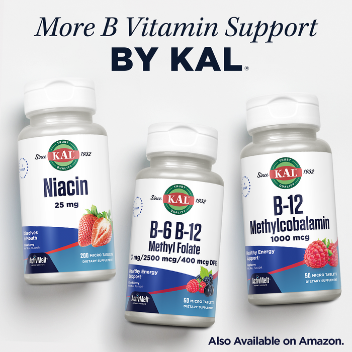 KAL Vitamin B2 100mg, Riboflavin B2, Healthy Energy and Metabolism Supplement, Red Blood Cell Synthesis Support, Enhanced Absorption ActivTabs, Vegan, 60-Day Guarantee, 60 Servings, 60 Tablets