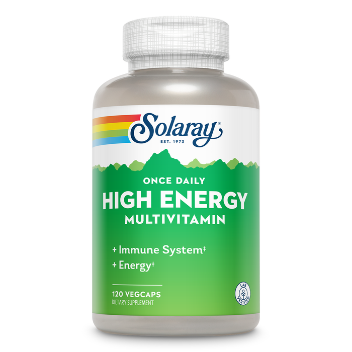 Solaray Once Daily High Energy Multivitamin, Supports Immunity & Energy, Whole Food Base Ingredients, Mens and Womens Multi Vitamin, 180 VegCaps (120 Servings, 120 VegCaps)