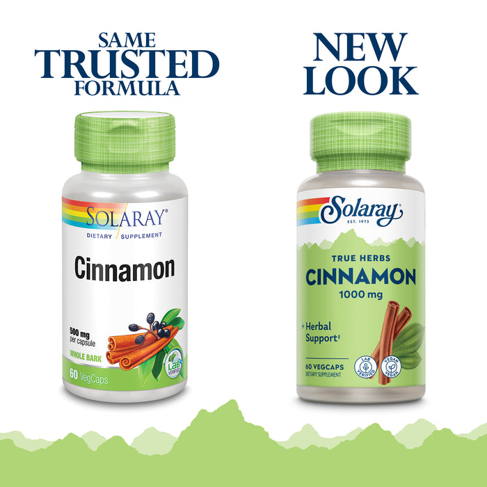 Solaray Cinnamon Bark 1000 mg | Healthy Digestive Function | Antioxidant | 60 VegCaps