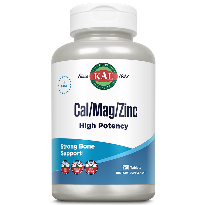 KAL Cal/Mag/Zinc | 1000 mg of Calcium, 400 mg of Magnesium & 15 mg of Zinc | Healthy Bones, Muscle, Heart & Immune Function Support (250 CT)