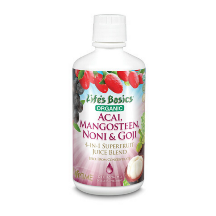 LIFETIME 4 Juice Organic Blend, Liquid, Mixed Fruit (Btl-Plastic) | 32oz