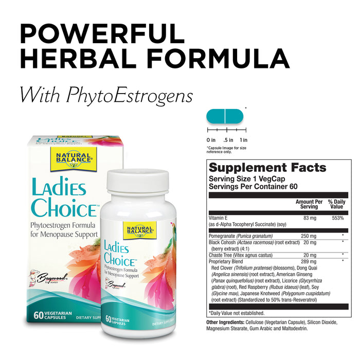 Natural Balance Ladies Choice Menopause Support | Hormone Balance Formula with PhytoEstrogens | 60 VegCaps