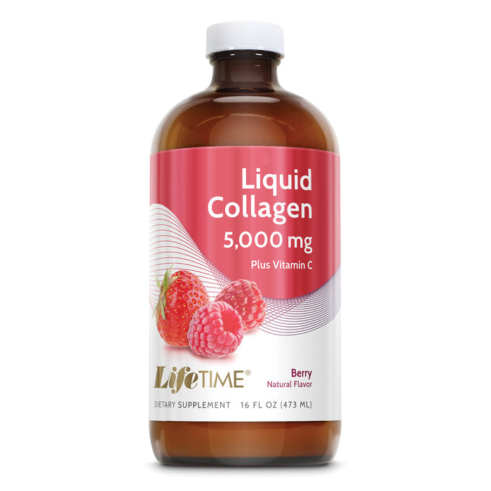 LifeTime Liquid Collagen 5000mg w/ Vitamin C | Supports Skin, Hair, Joint & Bone Health | Berry Flavor | 16oz, 31 Serv