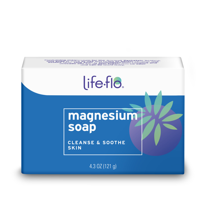 Life-flo Magnesium Bar Soap, Moisturizing Body and Hand Soap with Magnesium Chloride from the Zechstein Seabed Plus Avocado and Organic Coconut Oil, Soothing and Balancing, 60-Day Guarantee, 4.3oz