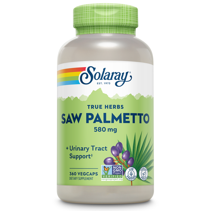 Solaray Saw Palmetto Berries 580 mg - Prostate Supplements for Men - Prostate Health, Urinary Tract Support, Hair Health, w/ Fatty Acids and Plant Sterols, Vegan, 60-Day Guarantee, 360 Servings, 360 VegCaps