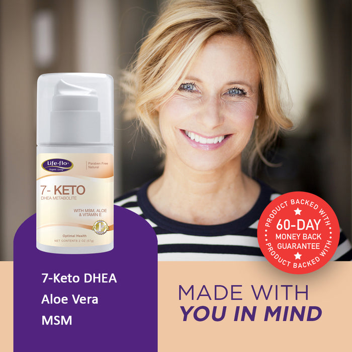 Life-Flo 7-Keto DHEA Metabolite Cream 15mg | MSM, Aloe & Vitamin E | Measured Pump | Unscented | 2oz