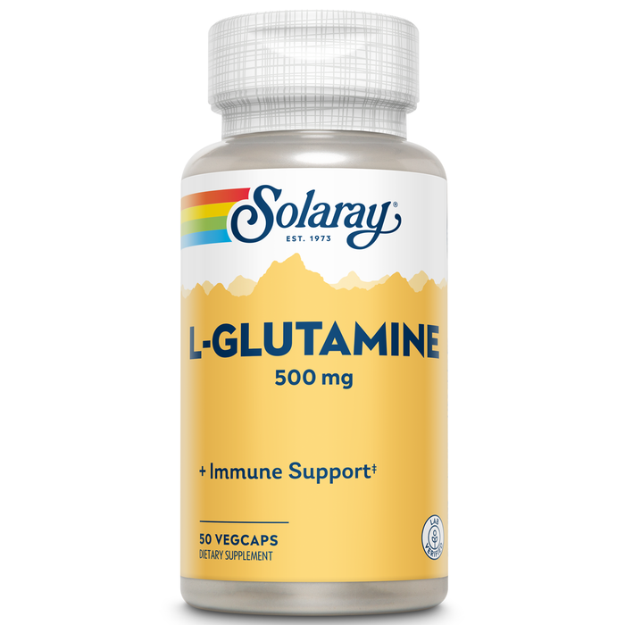Solaray L-Glutamine 500mg | Healthy Muscle Recovery, Gastrointestinal & Immune System Support | Non-GMO | Vegan | Lab Verified | 50 VegCaps