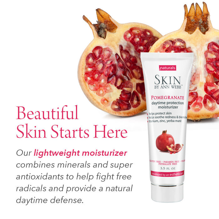 Skin By Ann Webb Daytime Facial Moisturizer | Pomegranate Hydrating Lotion Offers Daytime Protection for Face | No Parabens & Phthalates | 3.5 Oz