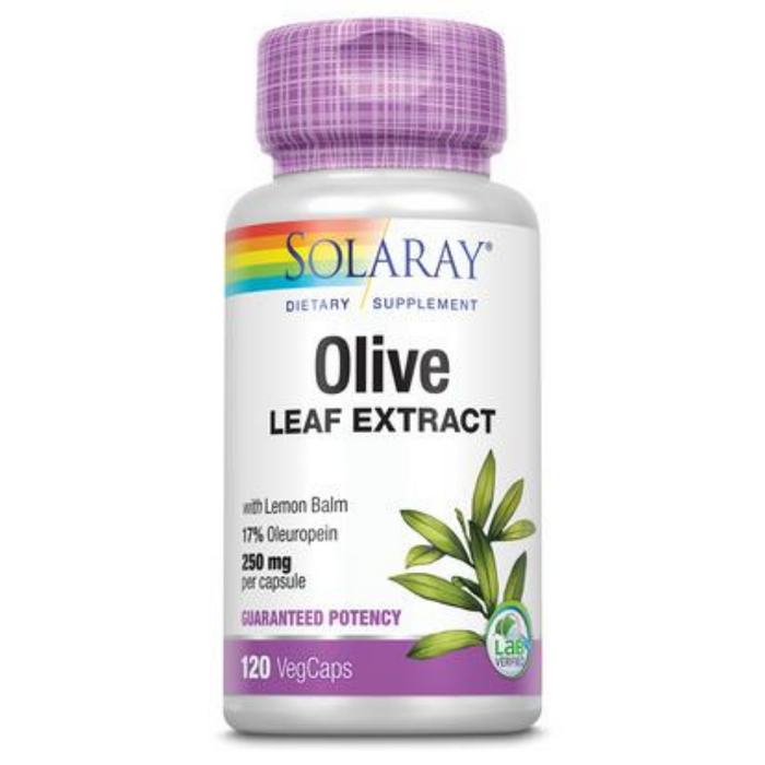 Solaray Guaranteed Potency Olive Leaf Extract, Veg Cap (Btl-Plastic) 250mg | 120ct