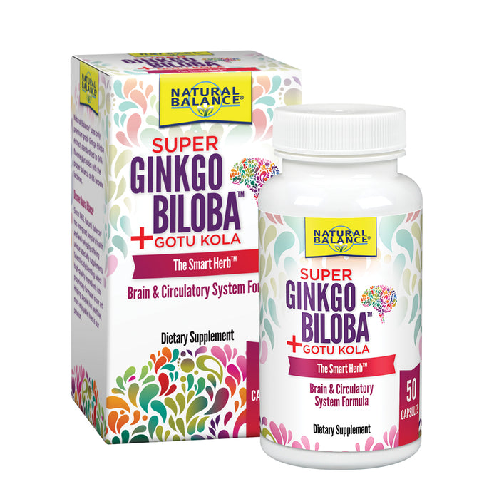 Natural Balance Super Ginkgo Biloba Plus | Brain & Circulation Formula to Help Support Focus, Memory & Blood Flow | With Gotu Kola | 50ct, 25 Serv.