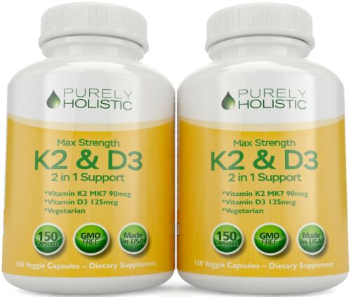 Vitamin D3 with K2 D3 5000IU and K2 90mcg 150 Vegetarian Capsules High Strength