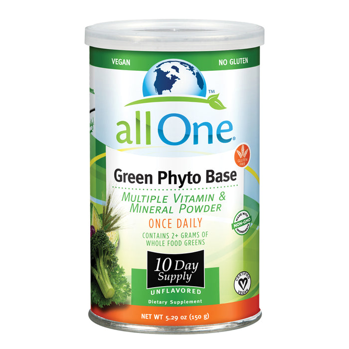 allOne Green Phyto Base Multiple Vitamin and Mineral Powder | Unflavored | With Wholesome Greens & Rice Protein | Non-GMO & No Gluten (10 Servings)