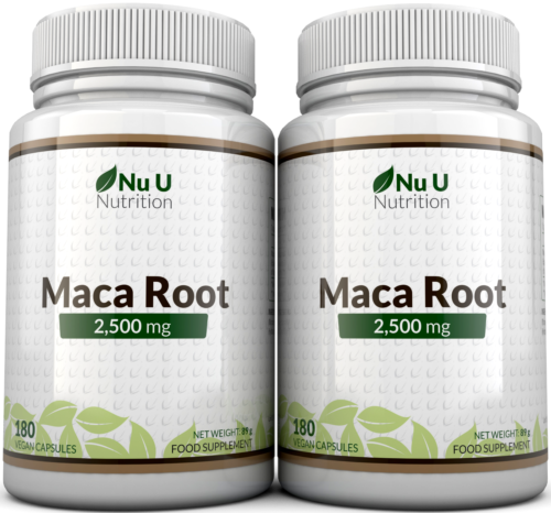 Maca Root Capsules 2500mg 2 Bottles 180 Capsules 6 Month's Supply Nu U Nutrition
