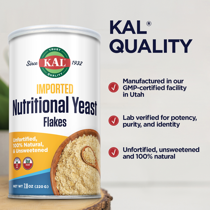 KAL Imported Nutritional Yeast Flakes, Unfortified & Unsweetened Fine Flakes, 100% Natural Source of Amino Acids & B Vitamins, Great Nutty Flavor, Non-GMO & Vegan