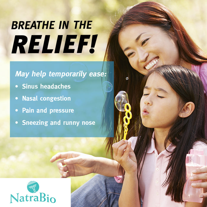 NatraBio Sinus Relief Homeopathic Formula | Temporary Relief from Sinus Headache & Pressure, Congestion, Sneezing & Runny Nose | Non-Drowsy | 60 Tabs