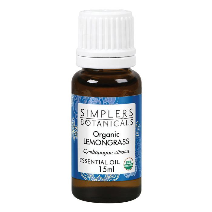 Simplers Botanicals Organic Lemongrass Essential Oil | 100% USDA Certified Organic & Therapeutic Quality | 15 ml