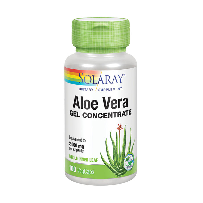 Solaray Aloe Vera Gel Concentrate | Equivalent to 2000 mg | Antioxidant Activity & Healthy Digestion & Skin Support | Non-GMO & Vegan | 100 VegCaps